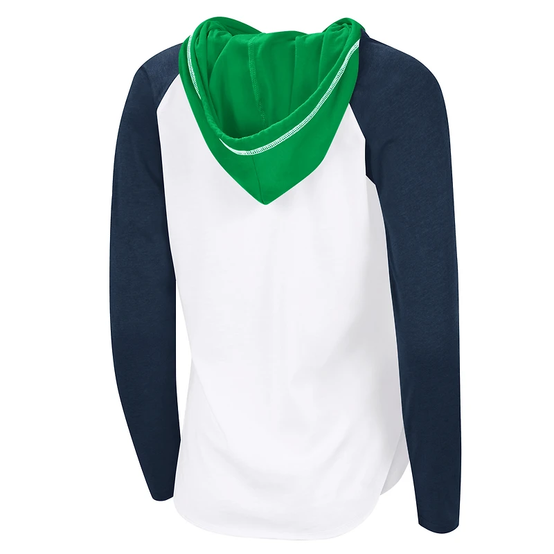 T-shirt à capuche manches longues VIP G-III 4Her par Carl Banks pour femme, blanc, Vancouver Canucks