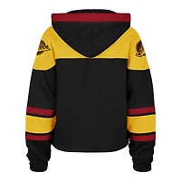 Women's '47 Black Vancouver Canucks Cropped Superior Lacer Pullover Hoodie
