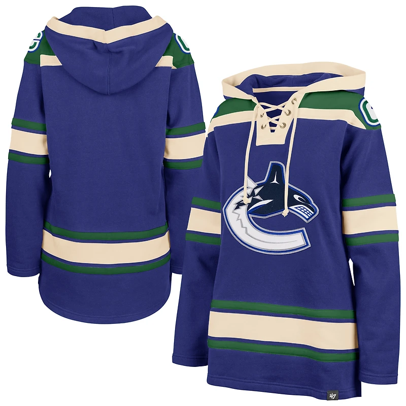 Women's '47  Blue Vancouver Canucks Superior Lacer Pullover Hoodie