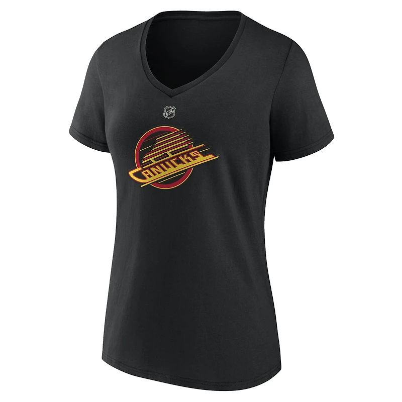 Women's  Black Vancouver Canucks Alternate Logo V-Neck T-Shirt