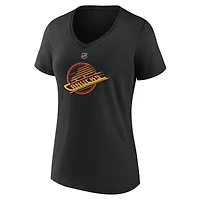 Women's  Black Vancouver Canucks Alternate Logo V-Neck T-Shirt