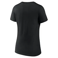 T-shirt à col en V noir pour femmes des Canucks de Vancouver avec logo alternatif