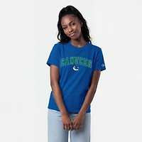 T-shirt féminin Champion Royal Vancouver Canucks avec logo de la mascotte Arch