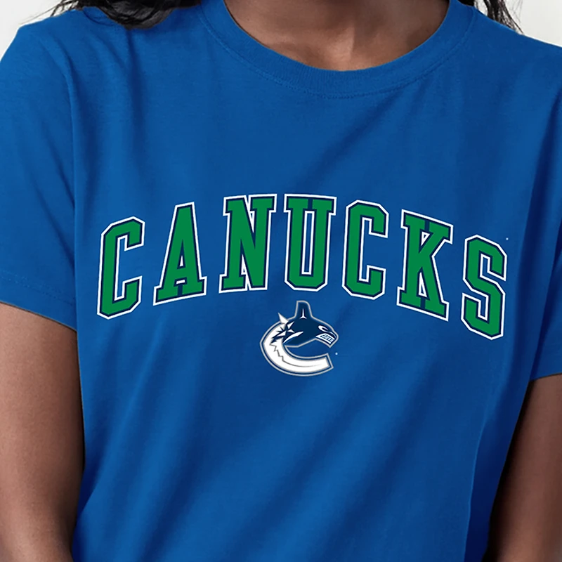 Women's Champion Royal Vancouver Canucks Arch Mascot Logo T-Shirt