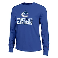 Women's Champion  Royal Vancouver Canucks Wordmark Lockup Long Sleeve T-Shirt