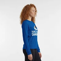 Women's Champion  Royal Vancouver Canucks Wordmark Lockup Long Sleeve T-Shirt