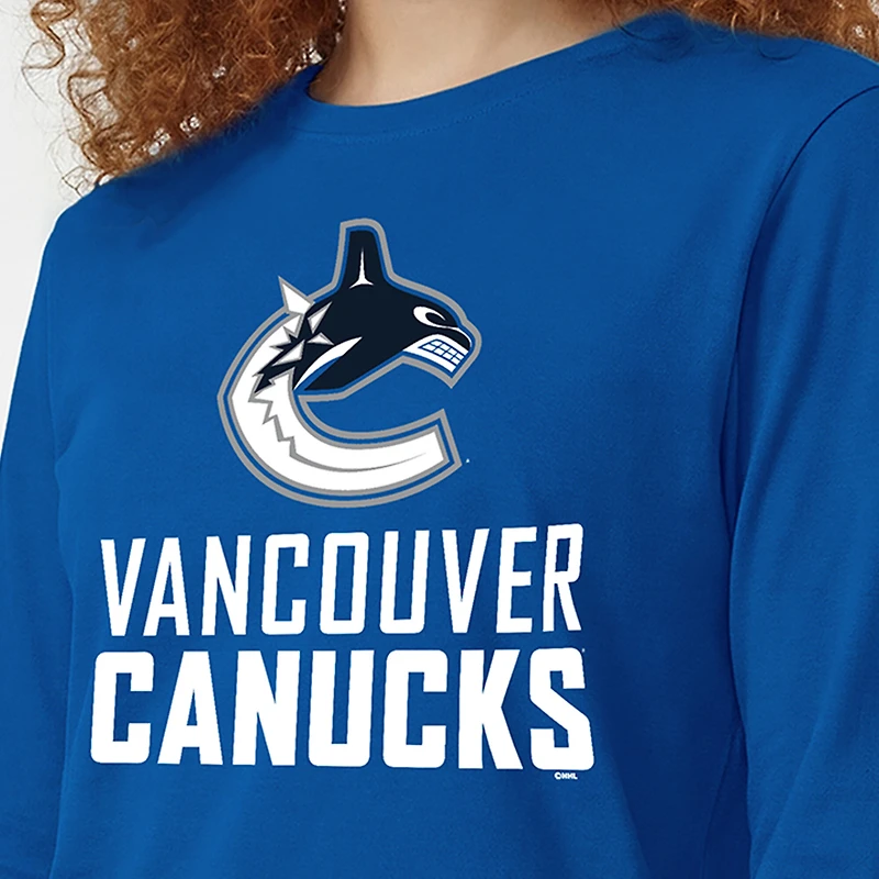 Women's Champion  Royal Vancouver Canucks Wordmark Lockup Long Sleeve T-Shirt