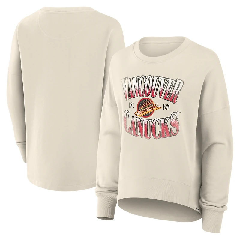 Sweat-shirt surdimensionné à manches longues Fanatics beige des Canucks de Vancouver pour femmes