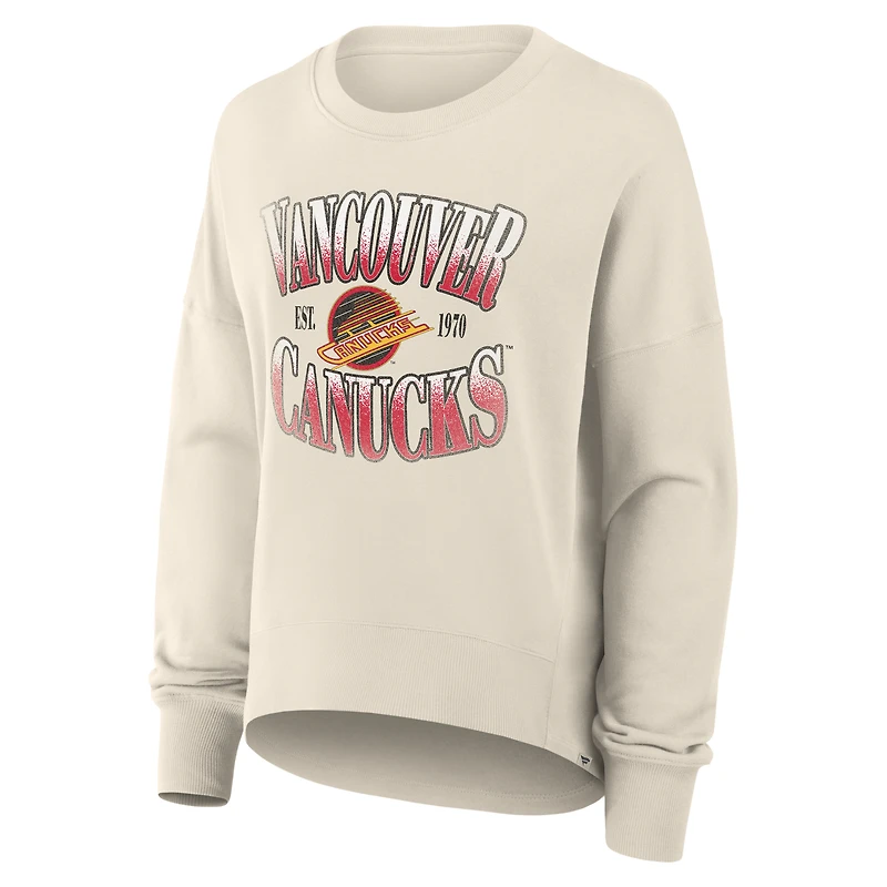 Sweat-shirt surdimensionné à manches longues Fanatics beige des Canucks de Vancouver pour femmes