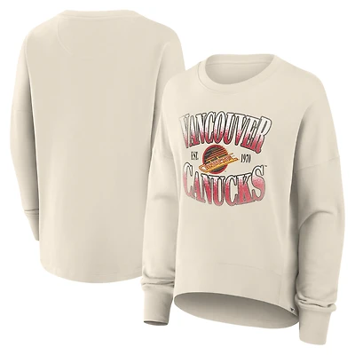 Sweat-shirt surdimensionné à manches longues Fanatics beige des Canucks de Vancouver pour femmes