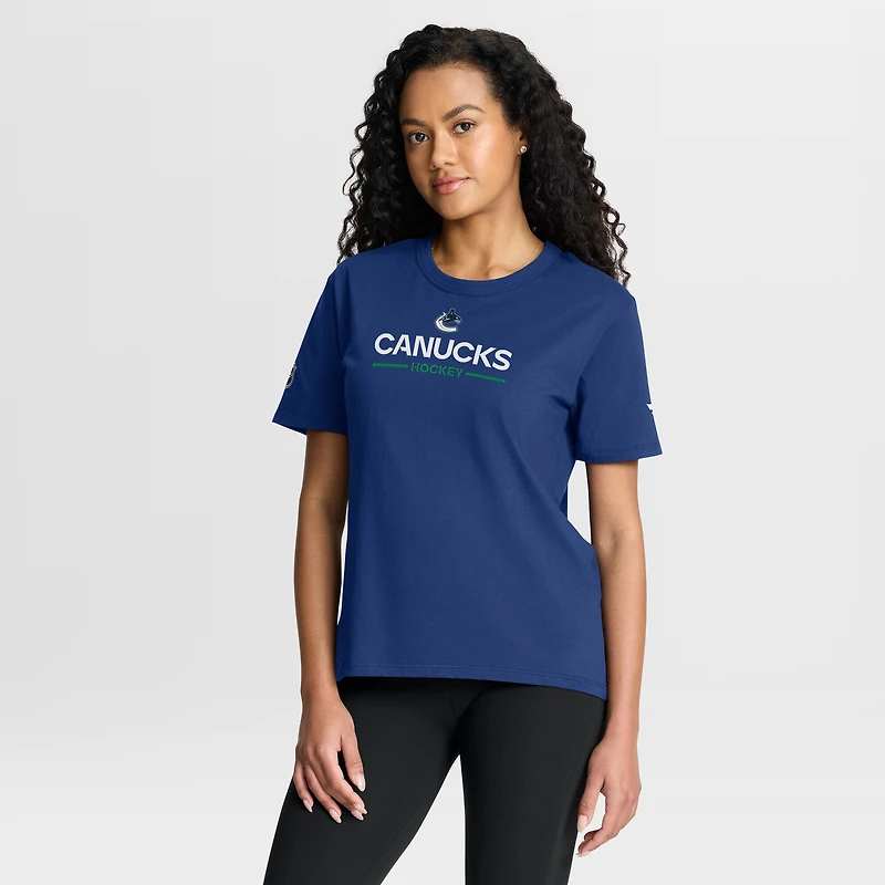 Women's Fanatics Blue Vancouver Canucks Authentic Pro Primary T-Shirt