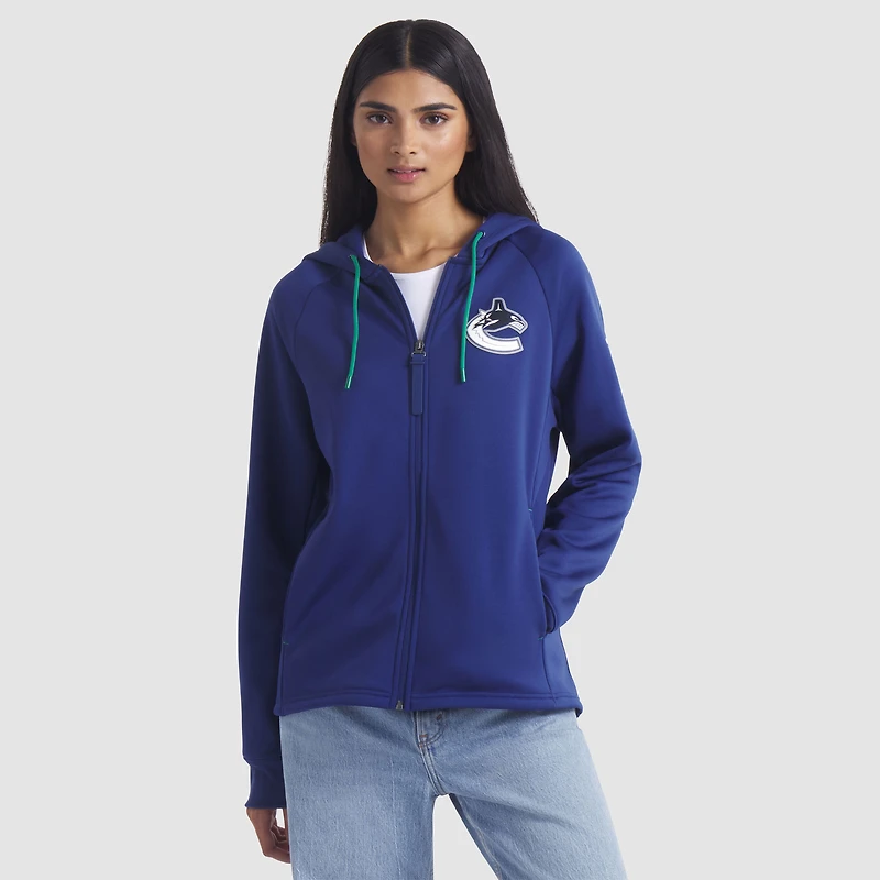 Women's Fanatics Blue Vancouver Canucks Authentic Pro Rink Raglan Full-Zip Hoodie