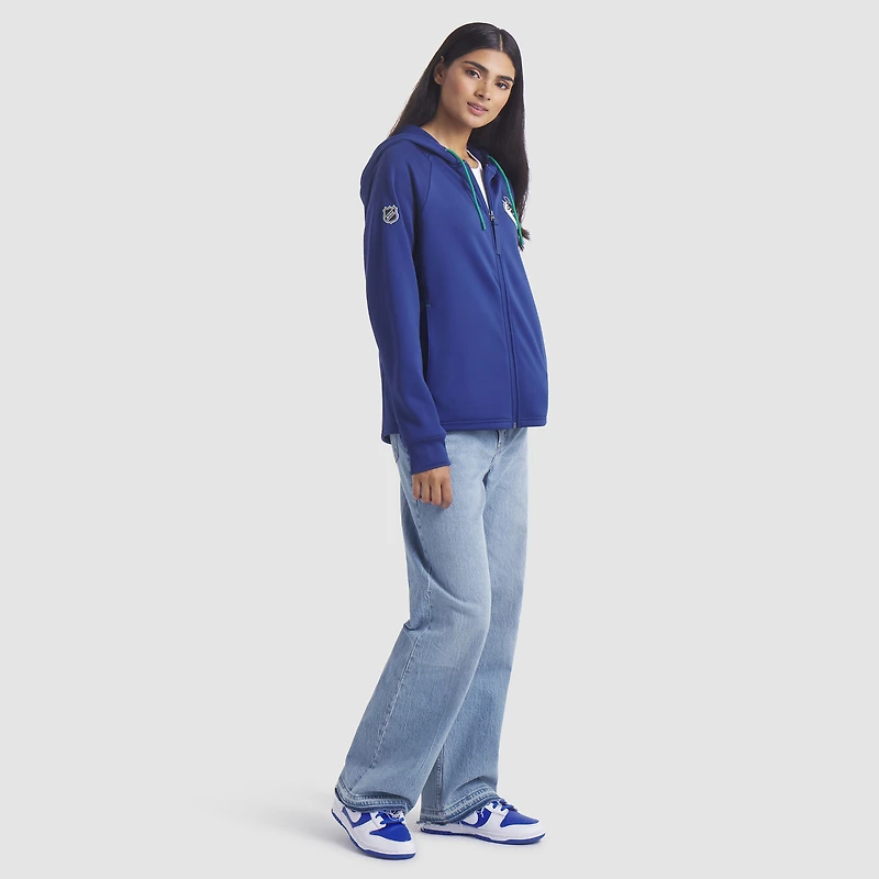 Sweat à capuche zippé entièrement Authentic Pro Rink pour femme Fanatics Blue Vancouver Canucks