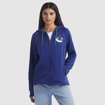 Women's Fanatics Blue Vancouver Canucks Authentic Pro Rink Raglan Full-Zip Hoodie