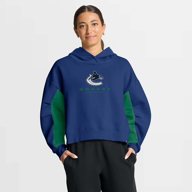 Women's Fanatics Blue Vancouver Canucks Back Check Boxy Hoodie