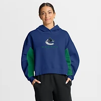 Women's Fanatics Blue Vancouver Canucks Back Check Boxy Hoodie