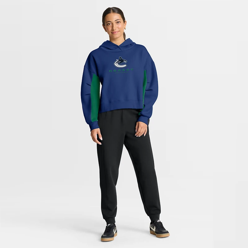 Women's Fanatics Blue Vancouver Canucks Back Check Boxy Hoodie
