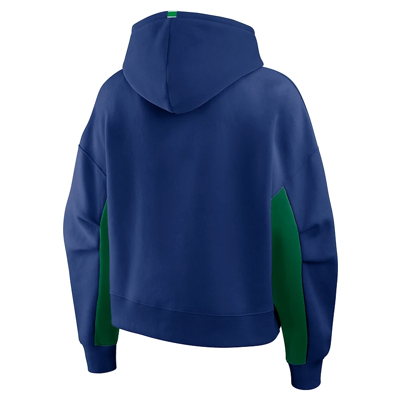 Women's Fanatics Blue Vancouver Canucks Back Check Boxy Hoodie