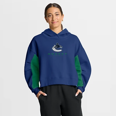 Women's Fanatics Blue Vancouver Canucks Back Check Boxy Hoodie