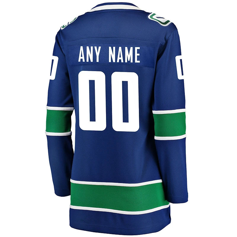 Fanatiques pour femmes de marque Blue Vancouver Canucks Breakaway Home Custom - Maillot