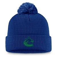 Bonnet en tricot à revers avec pompon Fanatics Cobalt Vancouver Canucks pour femme
