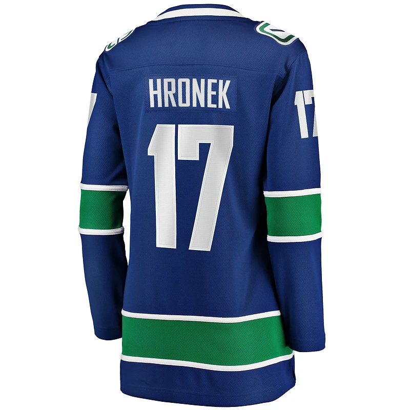 Maillot d'évasion à domicile des Canucks de Vancouver Fanatics Filip Hronek pour femmes, bleu