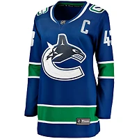 Maillot de joueur échappé à domicile des Canucks Vancouver, Fanatics Quinn Hughes, bleu pour femmes