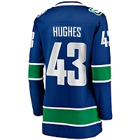 Maillot de joueur échappé à domicile des Canucks Vancouver, Fanatics Quinn Hughes, bleu pour femmes