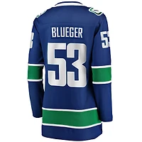 Maillot de joueur échappé à domicile Fanatics Teddy Blueger des Canucks Vancouver, bleu, pour femmes
