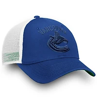 Women's Fanatics  Vancouver Canucks Blue/White Iconic Lockup Adjustable Trucker Hat