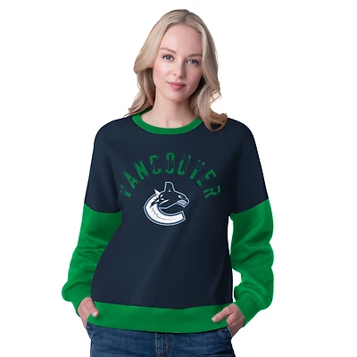 Women's G-III 4Her by Carl Banks Blue Vancouver Canucks Arena Oversized Pullover Sweatshirt