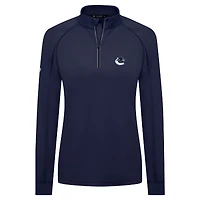 Women's Levelwear Navy Vancouver Canucks Kinetic Insignia Core Raglan Quarter-Zip Top