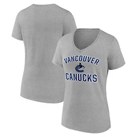 Women's Logo Athletic  Heather Gray Vancouver Canucks Arch Victory V-Neck T-Shirt