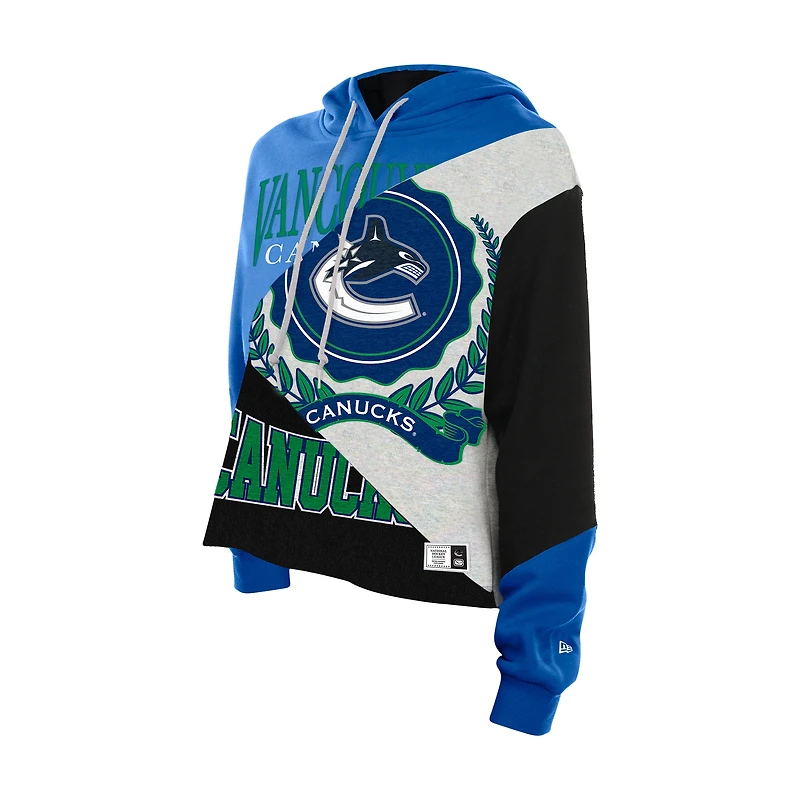 Women's New Era Blue Vancouver Canucks Upcycled Color Block Cropped Boxy Hoodie