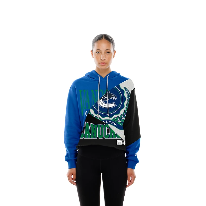 Women's New Era Blue Vancouver Canucks Upcycled Color Block Cropped Boxy Hoodie