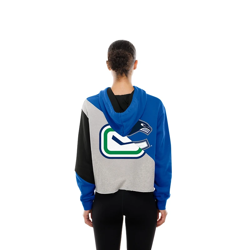 Women's New Era Blue Vancouver Canucks Upcycled Color Block Cropped Boxy Hoodie