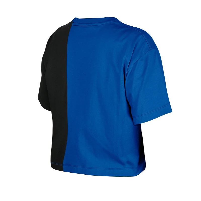 T-shirt court boxy bleu recyclé à blocs de couleurs des Vancouver Canucks New Era pour femme