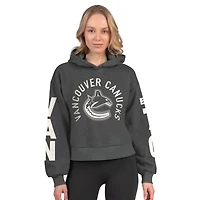 Women's Starter  Gray Vancouver Canucks Star Player Cropped Fleece Hoodie