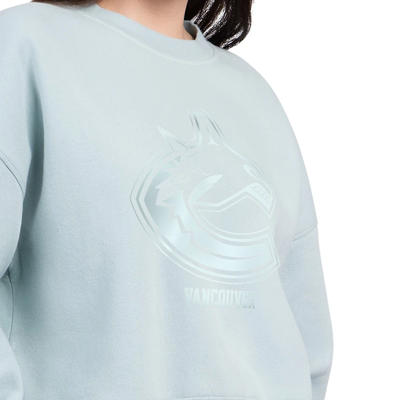 Women's Starter Green Vancouver Canucks Boxy Cropped Sweatshirt