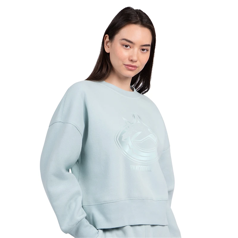 Sweat-shirt court et carré Starter vert Vancouver Canucks pour femme