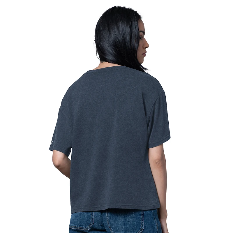 T-shirt boxy bleu marine chiné pour femme, modèle Starter, avec inscription Hall of Fame des Canucks de Vancouver