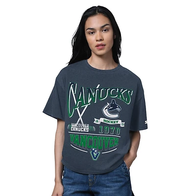 Women's Starter  Heather Navy Vancouver Canucks Hall of Fame Boxy T-Shirt