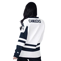 Women's Starter  White Vancouver Canucks Hat Trick Long Sleeve Lace-Up T-Shirt