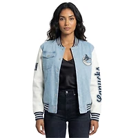 Veste universitaire en denim à boutons-pression pour femmes The Wild Collective Vancouver Canucks