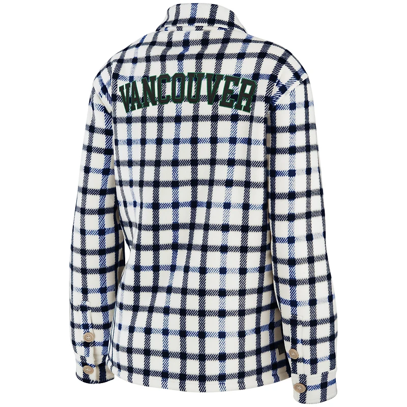 Women's WEAR by Erin Andrews Oatmeal Vancouver Canucks Plaid - Veste boutonnée