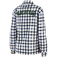 Women's WEAR by Erin Andrews Oatmeal Vancouver Canucks Plaid - Veste boutonnée