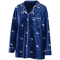 Women's WEAR by Erin Andrews Royal Vancouver Canucks Long Sleeve Button-Up Shirt & Pants - Sleep Set