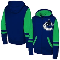 Sweat à capuche entièrement zippé bleu pour jeunes Vancouver Canucks Face Off