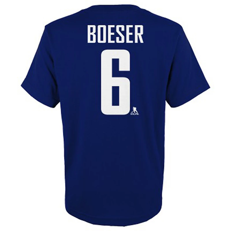 T-shirt bleu avec nom et numéro des Canucks de Vancouver Brock Boeser pour jeunes