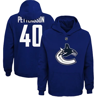 Chandail à capuchon avec nom et numéro de joueur des Canucks Vancouver rouges Elias Pettersson pour jeunes